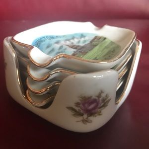 Vintage ceramic cigarette box with 4 ashtrays with Washington DC scenes
